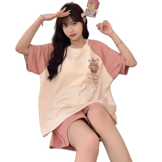 
Xushansi cute pajamas women's summer pullover shorts shorts casual home clothing thin large size suit summer style can be worn outside 679 green dinosaur M Recommended 80-90Jin [Jin equals 0.5 kg]