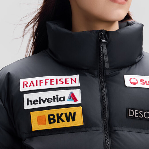 DESCENTE casual sports Swiss national team collaboration short sports down jacket for men and women BK-black-D5493SDJ68 L (175/96A)