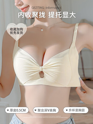 无痕内衣女聚拢小胸显大夏薄款收副乳防下垂提拉上托无钢圈文胸罩 R-提拉公主杯 灰紫 M  34/75AB