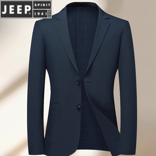 JEEP SPIRIT夏季薄款防晒西服男上衣冰丝春夏休闲小西装单西外套单件 9928蓝色 M 170/-120斤