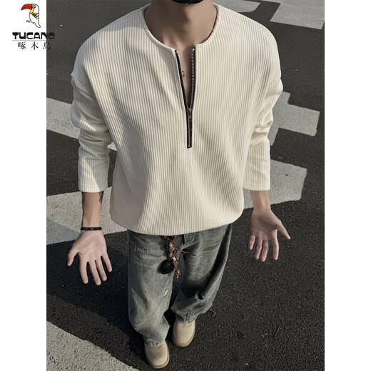 Woodpecker (TUCANO) American half-zip Henry collar T-shirt men's spring and autumn cleanfit long-sleeved inner layering shirt tough guy wear sweatshirt dark gray upgraded model M 95 to 115 Jin Jin equals 0.5 kg can be worn