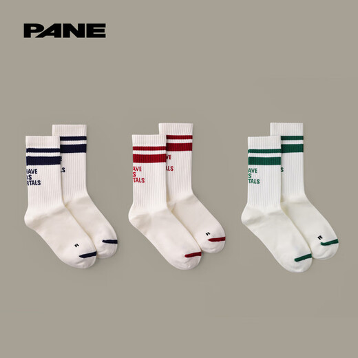 PANE-socks men's and women's mid-calf socks one-size-fits-all sports white breathable casual versatile stockings autumn and winter new green&white+black&white+r one-size-fits-all