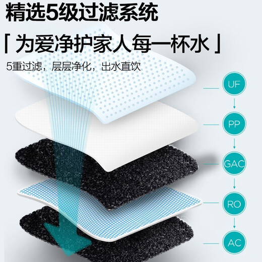 安吉尔安吉尔净水器家用直饮RO反渗透自来水过滤厨下式过滤器除水垢1105 净水器+前置+享9支滤芯