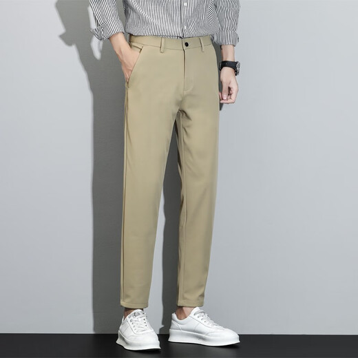 Septwolves (septwolves) broken code 2025 new spring men's casual pants Korean style trendy nine-point suit pants high-end straight slim pants g9902 black 28 waist circumference two feet one