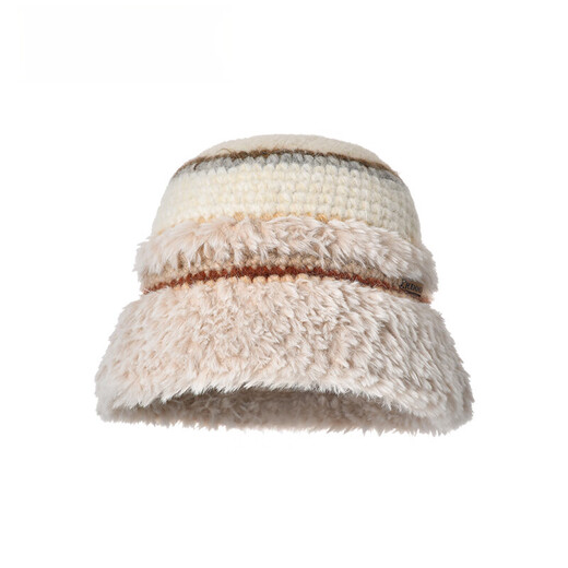 Kenmont hand-woven lamb velvet wool basin hat for women, foldable and deepened ear protection fisherman hat, showing a small face km-9524