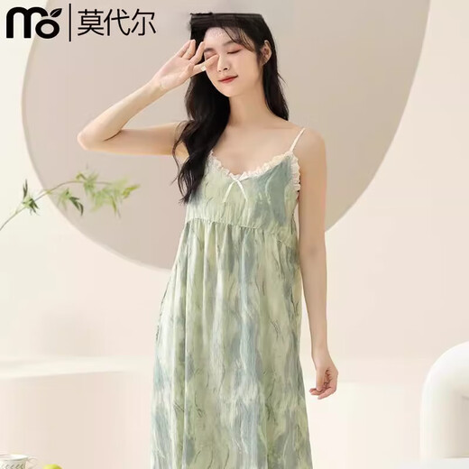Modal Sllinging Rock mit Brustpolster für den Sommer für Frauen 2025 Neue Ice Seide dünne ärmellose Pyjamas Süßes und süßes sexy Kleid 6627 Models M 160_Sunitierbar für 80-100jin [Jin gleich 0,5 kg]