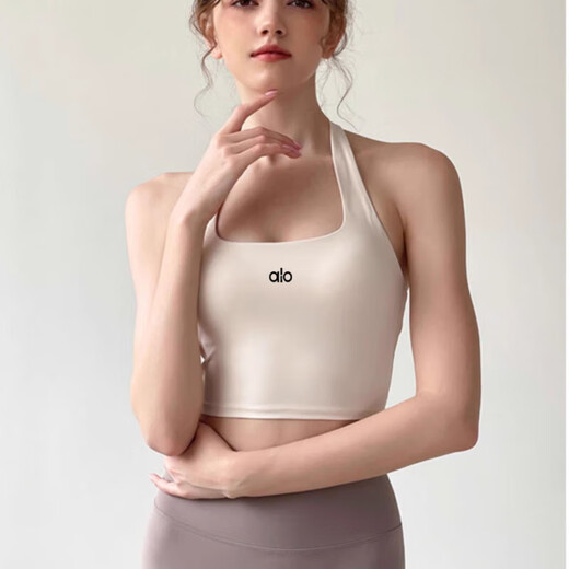 ALO YOGA quick-drying yoga vest women's all-in-one bra padded underwear Pilates sports fitness top off-white L