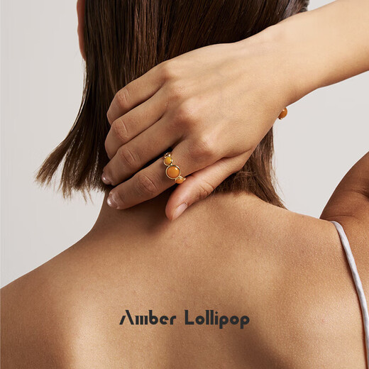 Amber Lollipop Beeswax Ring Women's Amber Open Index Finger Ring Design Anniversary Birthday Gift for Girlfriend and Wife Yellow (Blazing Sun Series)