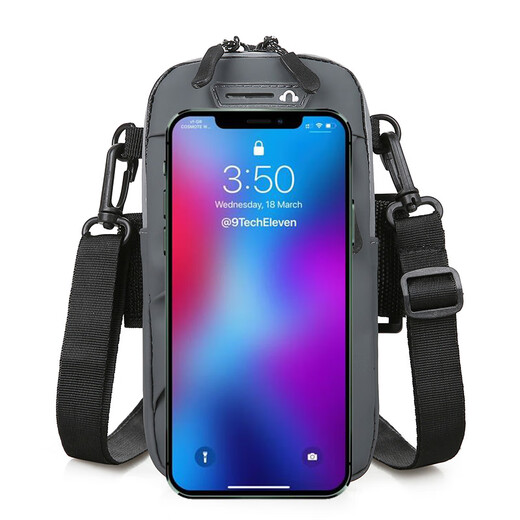 Fashion new mobile phone bag running sports arm bag vertical mini double zipper shoulder bag casual crossbody backpack black