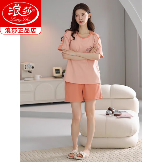 
Langsha 2025 new pajamas for women in summer pure cotton short-sleeved sweet casual sports home clothing set Z9856 M [recommended 80-100Jin [Jin equals 0.5 kg] wear]