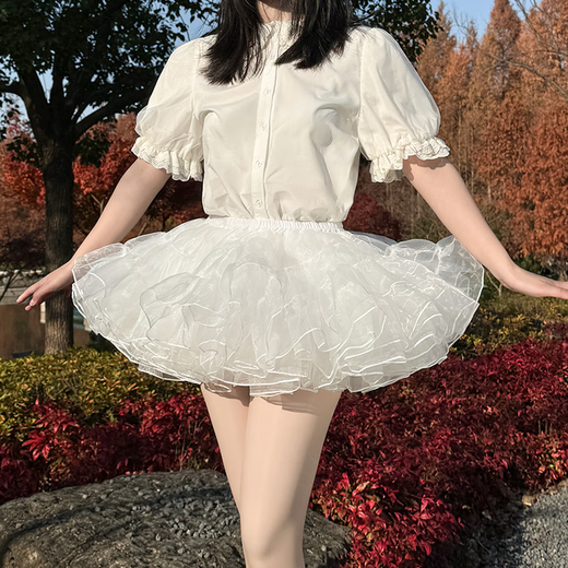 Lolita skirt with cherry blossoms, four layers of violent doggy short suspender skirt, flying boneless soft gauze brace, COS Lolita super puffy petticoat, four layers of gauze 40cm