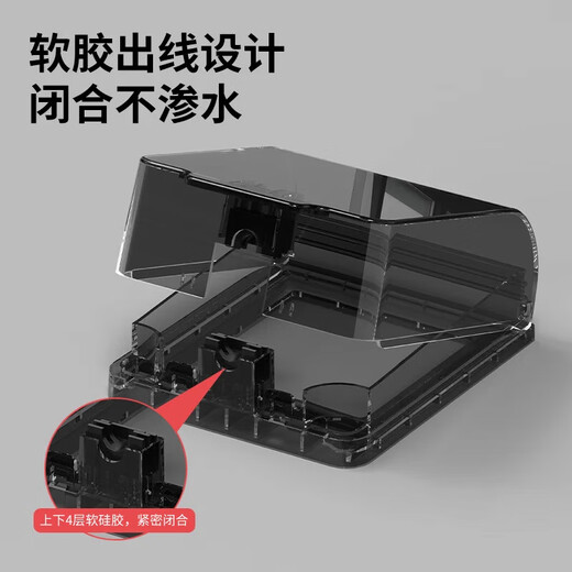 International Electrician Type 86 socket waterproof cover bathroom IP55 waterproof box surface-mounted self-adhesive splash-proof box bathroom socket protective cover IP55 upgraded adhesive one-person waterproof box-black transparent