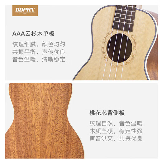DOPHN多斐恩 AR200单板尤克里里入门初学男女儿童进阶小吉他 玫瑰木背侧板 23英寸