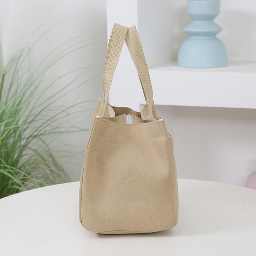 Hand-held lunch bag, student lunch box bag, office worker’s small lunch bag, lunch bag, mother’s hand-held small bag, Happy handbag-khaki//