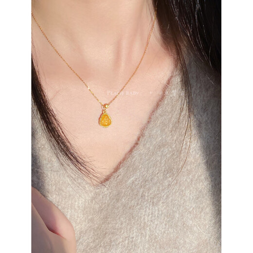 Fat Donglai's same beeswax pendant, Autumn Maillard's Buddha Necklace, Natural Mini Laughing Buddha Necklace, Beeswax Mini Buddha Necklace