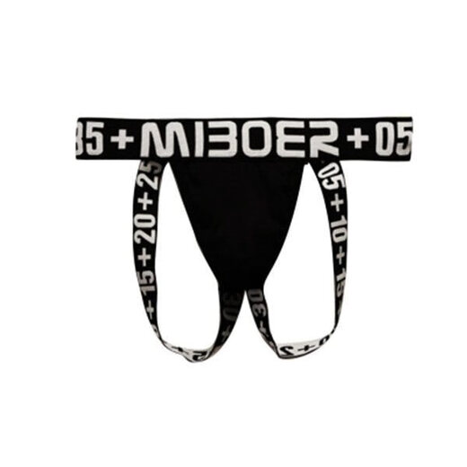 Sports student men's double-butt underwear half-covering buttocks thong sexy low-waist hip-lifting breathable tight gay0 384 black men's size M