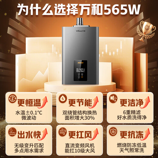 Vanward gas water heater 13L natural gas water servo constant temperature 15% national subsidy energy saving gas saving low water pressure start JSQ25-565W13OCC door-to-door installation