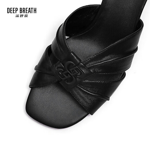 Respiración profunda aliento profundo zapatos para mujeres de piel de oveja suave tacones gruesos jingshe sandalias de tacón altas altas ax14116 negro 37