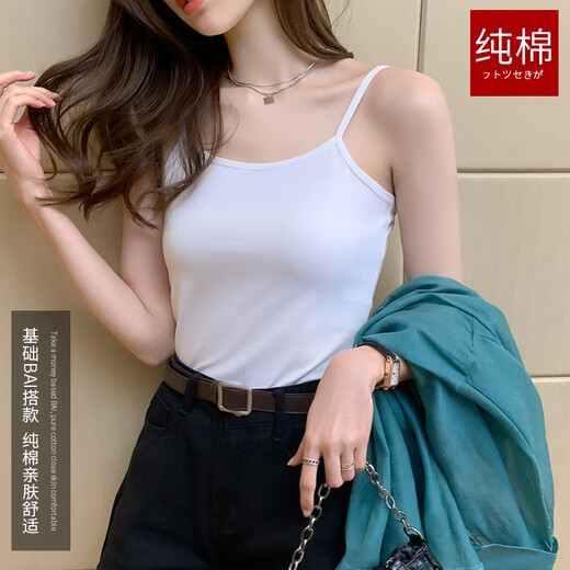 北极绒棉小吊带背心女士内搭短款设计感小众黑色打底无袖上衣夏外穿潮 【2件装】3890黑色+3891黑色 M