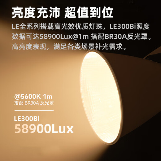 Godox LE300Bi professional live broadcast light, fill light, LED beauty light, indoor anchor live broadcast room, dual color temperature photography light, always on light for photography and video, white model