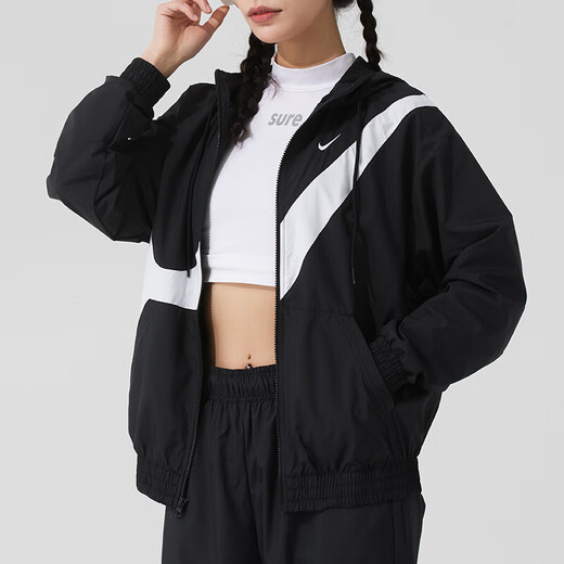 Nike (Nike) Frauenkleidung 2025 Sommer Sportbekleidung gewebt windprofessioneller Kapuzenportesport-Jacke Mode Casual Jacket Top HM8972-010 S