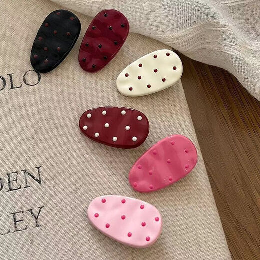 Polka-dot bow oval hairpin forehead side bangs clip broken hair duckbill children's hairpin hair accessories headdress 2 pieces, all styles are random