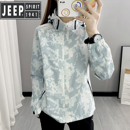 JEEP SPIRIT潮牌单层冲锋衣男女春秋薄款防水透气旅行外套户外徒步运动登山服 女款--紫色 4XL