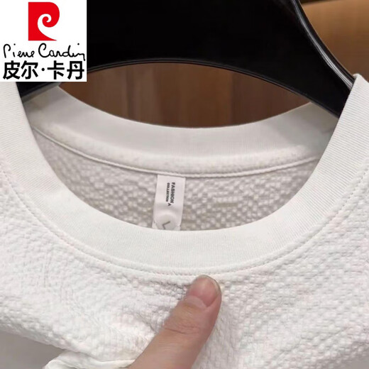 皮尔卡丹（pierre cardin）2025新款夏季冰丝肌理感绣标圆领男士短袖T恤时尚半袖百搭轻奢 【夏季短袖】6628白色 XL 120-135斤