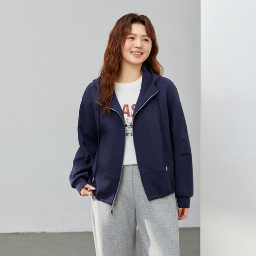 
Fiber Show [Simple Casual Sports Hooded Zipper All-match Jacket] Large Size Women's Fat mm2025 Spring New Style Goose Yellow XL
