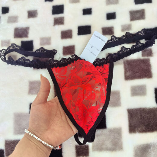 Sex toy men's lace thong sexy massage detachable large beads inserted into stimulating back yard play underwear white