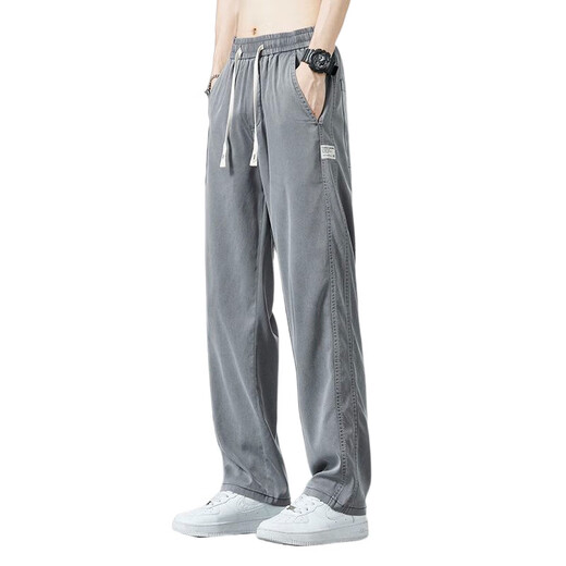Lee Kids Lycel Casual Hosen für Herren Sommer dünne, gerade droppende Eisseide-Jeans Sport lose Weitbeine 1048 Blau (ein Pack) M Empfohlen 90-110jin [Jin entspricht 0,5 kg]