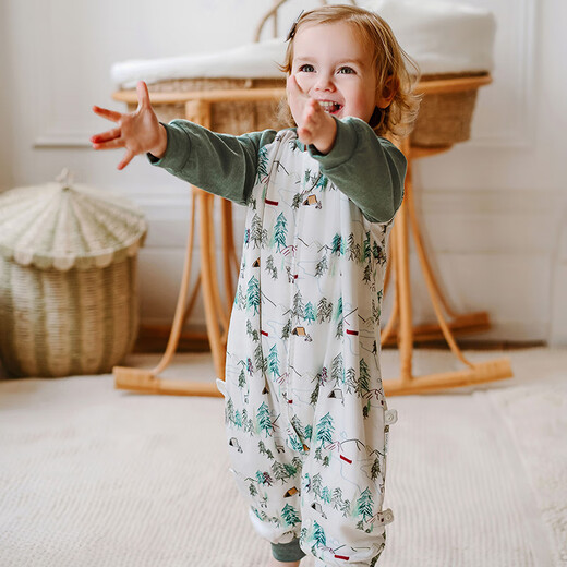 Nest designs baby sleeping bag bamboo cotton gauze six-layer long-sleeved baby split-leg anti-kick quilt for all seasons forest path 100 yards