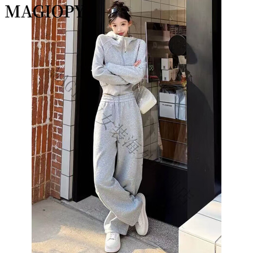 MAGIOPY国际奢侈高档品牌网红同款休闲运动套装女2025春洋气减龄韩版卫衣 浅粉色两件套 S(100斤以内)