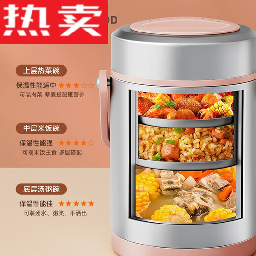 Tuojin German imported quality autumn and winter thermal insulation lunch box stainless steel extra long thermal insulation vacuum large capacity rice bucket 24 316 enamel blue 2 layers 1.8L