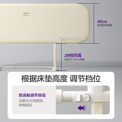 Avent Philips installation-free children's crib guardrail, one-sided bed fence, baby anti-fall, one-sided bedside 1.8m, foldable on both sides + free installation + free storage bag