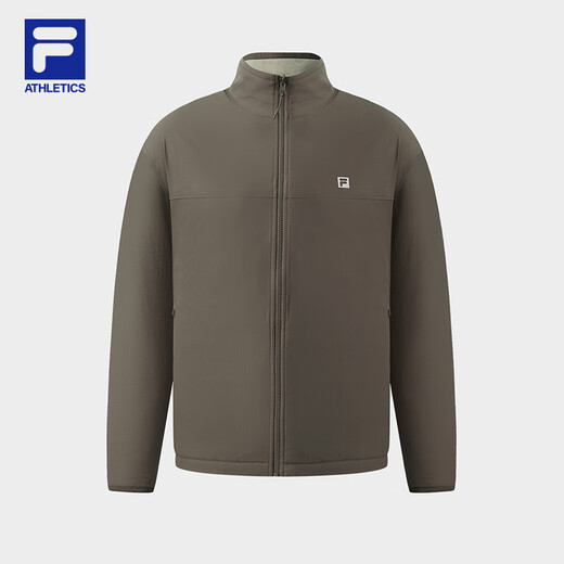 FILA official couple's style reversible jacket 2025 winter new fitness sports loose stand-up collar top Planet Cup Brown-BN S 165/88A/S