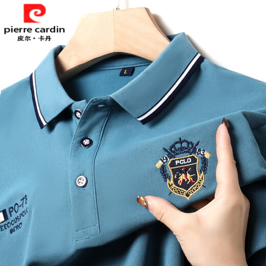 皮尔卡丹（pierre cardin）夏季男士t恤短袖POLO衫原单高端双刺绣翻领纯棉休闲潮流上衣 J838绿色【高端刺绣】 M 165码90-110斤