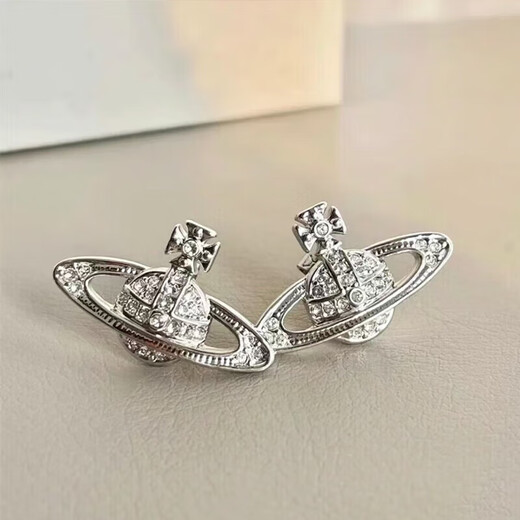 VVIENNE WESTLOCK counter genuine SF gift box Western Queen Mother Saturn pendant earrings light luxury high-end couple earrings silver Saturn earrings