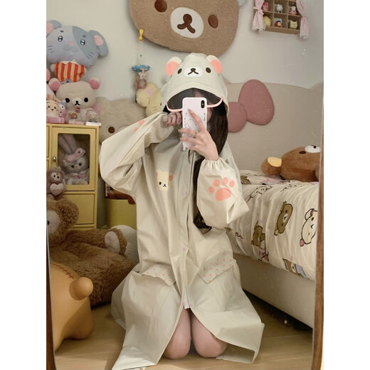 Sanqihu Full Price Reservation Rilakkuma Raincoat Bear Girl Cute and Versatile Rainproof Waterproof and Sunscreen Function Transparent Color L 0 Pieces