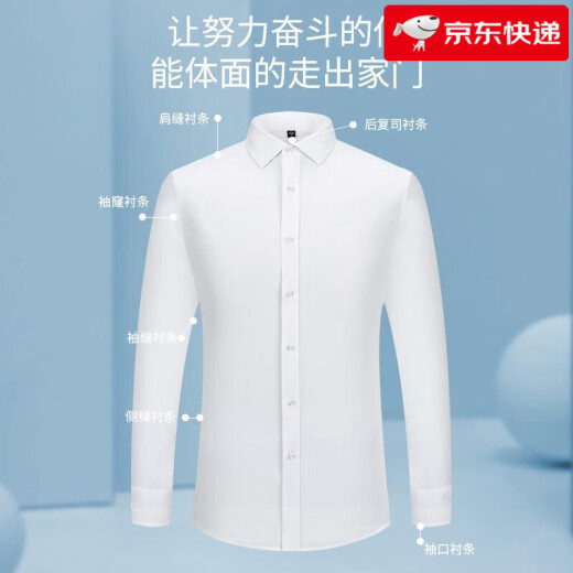 CEO雅戈尔雅 戈DP免烫男士衬衫短袖长袖同款混棉职业通勤正装衬衣专 6625长袖 45 建议200-220斤