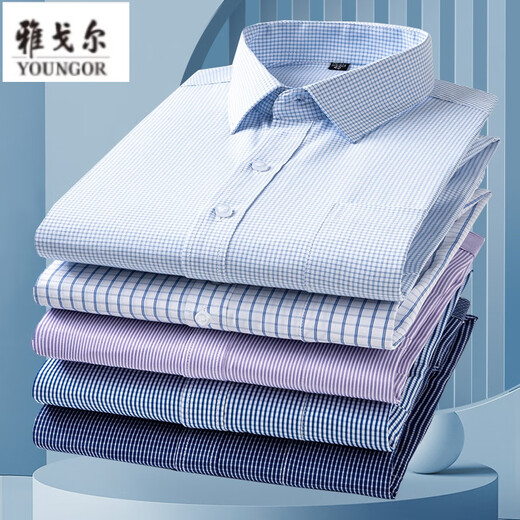 CEO Yageol Long Sleeve Shirt Men's 2025 New Pure Cotton No-Iron Middle-aged Casual High-end Professional Shirt 6624 38 (Suggested 100-115Jin [Jin equals 0.5 kg])