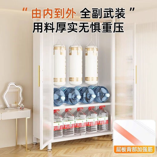 
Iron art simple wardrobe household bedroom steel storage cabinet for rental house metal children's wardrobe storage cabinet transparent double door length 998 high 1585