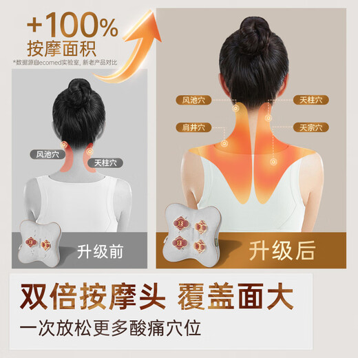 Ecomed German waist massager, cervical spine massager, kneads the neck, shoulders and trapezius muscles, massage pillow, back massage cushion, practical New Year gift for parents, elders, male and female friends, rechargeable and plug-in, self-fitting and pressing for the whole body
