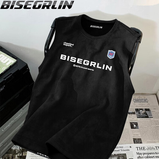 比斯格林BISEGRLIN纯棉短袖t恤男女款夏季美式潮流宽松休闲上衣青少年半袖 黑色-K679白图 L