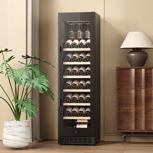 Bai Kailun red wine cabinet, first-class energy efficiency, constant temperature and moisturizing wine cabinet, zero embedded compressor, home wine storage, sake beer display refrigerator, fruit beverage refrigerator bar, single temperature, full configuration, 188L air-cooled, frost-free