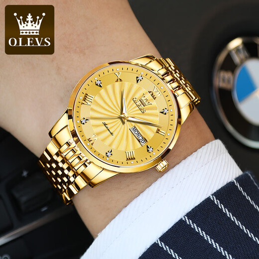 Schweizer authentisch zertifizierter Code Vollautomatischer mechanischer Herren Uhr Waterdes leuchtend trendy und vielseitige Herrenbeobachtung Steel Belt-6630 Herren Uhren-Gold-Grey-Oberfläche
