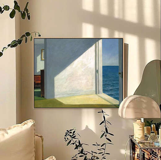 靠海的房间霍普爱德华装饰画客厅书房卧室酒吧画 爱德华 空 30*4035mm厚白色外框
