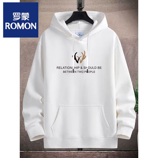 ROMON men's hooded sweatshirt casual and versatile spring and autumn new loose top winter velvet thickened hoodie thin orange M plus velvet 80-95Jin Jin equals 0.5 kg