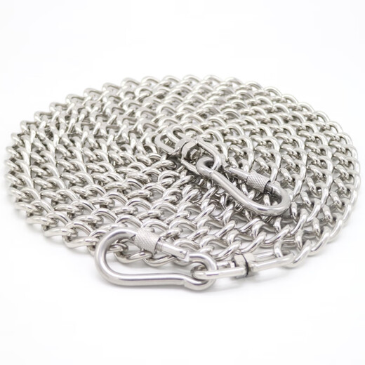 Wanlian stainless steel traction rope, dog chain collar, dog walking rope, anti-biting, continuously lengthening small and medium-sized large dog traction rope, dog leash collar, P chain, golden retriever, German shepherd, large (60 80 Jin Jin equals 0.5 kg for dogs) 304 high-strength stainless steel 2 meters total length