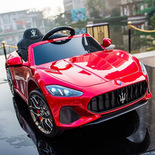 Jane's Maserati electric car children's four-wheeled car with remote control child stroller baby car R20-upgraded version Maserati World Red electric drive